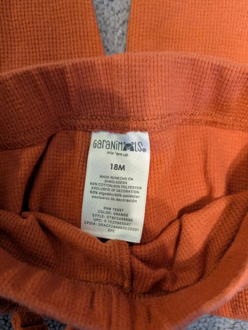 Garanimals Waffle Knit Cargo Jogger Pants - Orange and Blue 18 Months Toddler